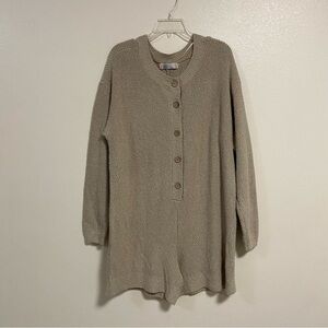 Free People Beach Romper Women’s Size Large Beige Beau Sweater Romper Beachy